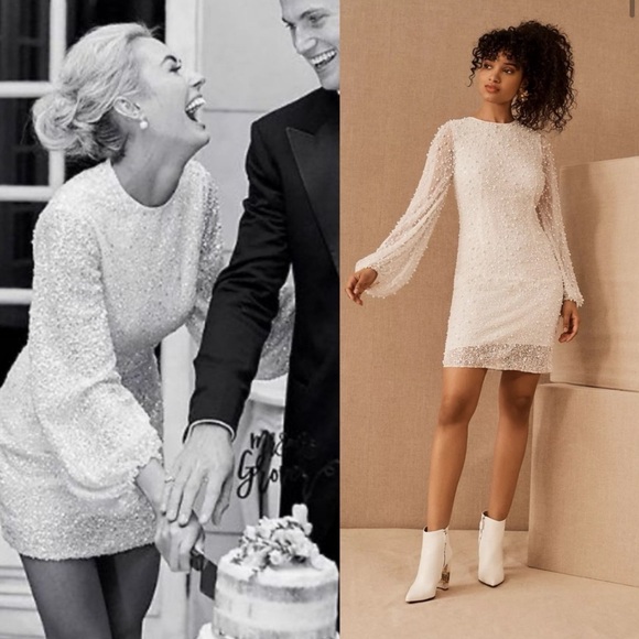 New BHLDN Anthropologie Forever That Girl Pearl Kanelle Dress $395 White Large - Picture 1 of 7